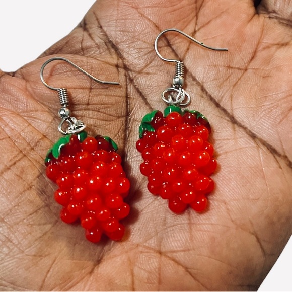 Cute Red Grape Dangle Earrings - Picture 6 of 6
